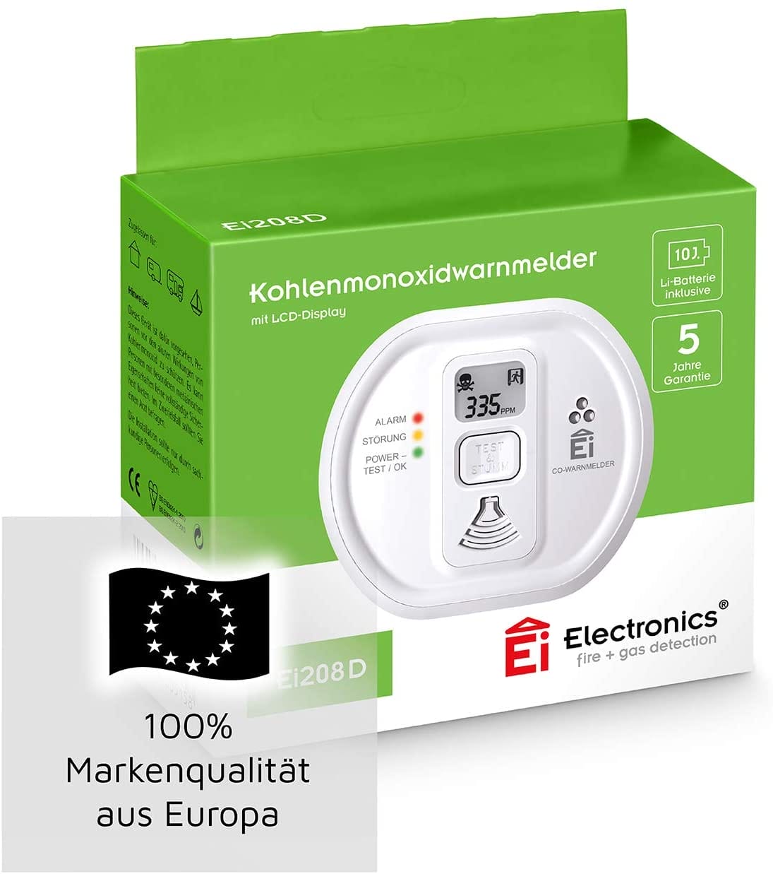 Ei Electronics Ei208D CO Kohlenmonoxidmelder (mit Display Und 10-Jahres ...