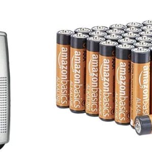 Grundig City 31 Tragbares Radio (UKW-/MW-Tuner) Chrome & Amazon Basics Performance Batterien Alkali, AAA, 36 Stück