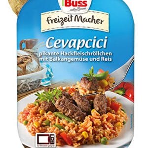 Buss Cevapcici - pikante Hackfleischröllchen mit Balkangemüse und Reis